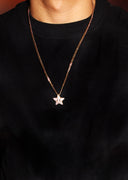 Gold Plated Franco Link Chain & Iced Out Star Pendant | Appx. 7 Grams