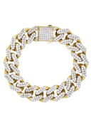CZ Iced Out Hollow Mens Miami Cuban Link Bracelet 10K/14K Yellow Gold