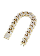 CZ Iced Out Hollow Mens Miami Cuban Link Bracelet 10K/14K Yellow Gold