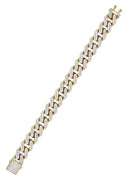CZ Iced Out Hollow Mens Miami Cuban Link Bracelet 10K/14K Yellow Gold