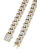 Iced Out Gold Chain - Mens Cz Hollow Miami Cuban Link Chain 10K/14K Gold