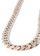 Rose Gold Iced Out Diamond Miami Cuban Link Chain Customizable (10MM-20MM)
