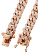 Iced Out Women Diamond Miami Cuban Link Chain 14K Rose Gold (5MM-8MM)