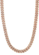 Iced Out Women Diamond Miami Cuban Link Chain 14K Rose Gold (5MM-8MM)