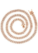 Iced Out Women Diamond Miami Cuban Link Chain 14K Rose Gold (5MM-8MM)