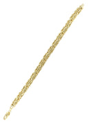 Italian Mens Semi Solid Byzantine Bracelet 10K/14K Yellow Gold