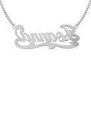 14K Ladies White Gold Diamond Cut Name Plate Necklace | Appx. 7.2 Grams