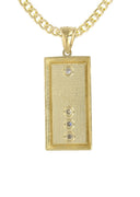 10K Yellow Gold Cuban Chain & Cz Gold Brick Pendant | Appx. 15.1 Grams