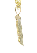 10K Yellow Gold Cuban Chain & Cz Gold Brick Pendant | Appx. 15.1 Grams