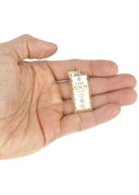 10K Yellow Gold Cuban Chain & Cz Gold Brick Pendant | Appx. 15.1 Grams