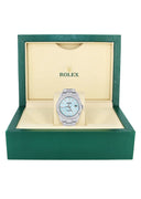 Iced Out Rolex Datejust 36 MM | Stainless Steel | 16.5 Carats of Diamonds | Light Blue Diamond Dial | Oyster Band | Model 116200