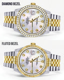 Diamond Gold Rolex Watch For Men 16233 | 36Mm | White Mother Of Pearl  | Jubilee Band