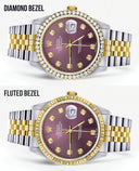 Diamond Rolex Datejust Watch for Men 16233 | 36Mm | Purple Dial | Jubilee Band
