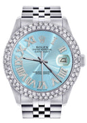Womens Rolex Datejust Watch 16200 | 36Mm | Light Blue Roman Numeral Dial | Two Row 4.25 Carat Bezel | Jubilee Band
