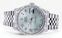Womens Rolex Datejust Watch 16200  | 36Mm | Light Blue Dial | Fluted Bezel | Jubilee Band
