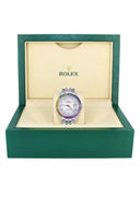 Diamond Gold Rolex Watch For Men 16200 | 36Mm | Rainbow Sapphire Bezel | Light Mother Of Pearl Roman Numeral Dial | Jubilee Band