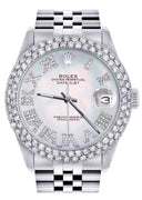 Womens Rolex Datejust Watch 16200 | 36Mm | Light Mother of Pearl Roman Numeral Dial | Two Row 4.25 Carat Bezel | Jubilee Band