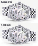 Diamond Mens  Rolex Datejust Watch 16200 | 36Mm | White Mother Of Pearl Dial | Jubilee Band