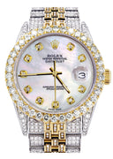 Iced Out Rolex Datejust 36 MM | Two Tone | 10 Carats of Diamonds | Mother of Pearl Diamond Dial