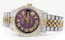 Iced Out Rolex Datejust 36 MM | Two Tone | 10 Carats of Diamonds | Burgandy Roman Diamond Dial