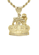 10K Yellow Gold Chain & Cz Lion Pendant | Appx. 16.4 Grams