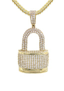 10K Yellow Gold Chain & Cz Lock Pendant | Appx. 17 Grams
