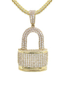 10K Yellow Gold Chain & Cz Lock Pendant | Appx. 17 Grams