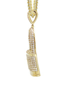 10K Yellow Gold Chain & Cz Lock Pendant | Appx. 17 Grams