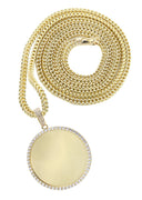 10K Yellow Gold Chain & Cz Round Picture Pendant | Appx. 16.7 Grams
