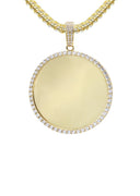 10K Yellow Gold Chain & Cz Round Picture Pendant | Appx. 16.7 Grams