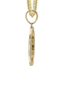 10K Yellow Gold Chain & Cz Round Picture Pendant | Appx. 16.7 Grams