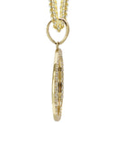 10K Yellow Gold Chain & Cz Round Picture Pendant | Appx. 16.7 Grams