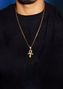 Mens Gold Plated Rope Chain & Cross Pendant | Appx. 13.4 Grams