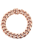 14K Rose Gold Bracelet Hollow Miami Cuban Link