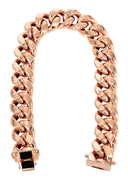 14K Rose Gold Bracelet Hollow Miami Cuban Link