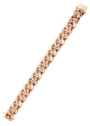 14K Rose Gold Bracelet Hollow Miami Cuban Link Women