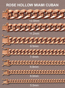 14K Rose Gold Bracelet Hollow Miami Cuban Link