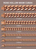14K Rose Gold Bracelet Hollow Miami Cuban Link Women