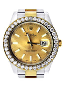 Diamond Rolex Datejust 2 | 18K Yellow Gold & Stainless Steel | Champagne Stick Dial | 41 Mm
