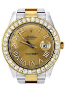 Diamond Rolex Datejust 2 | 18K Yellow Gold & Stainless Steel | Champagne Diamond Roman Dial | 41 MM