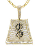 10K Yellow Gold Chain & Cz Money Bag Pendant | Appx. 20 Grams