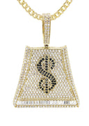 10K Yellow Gold Chain & Cz Money Bag Pendant | Appx. 20 Grams
