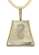 10K Yellow Gold Chain & Cz Money Bag Pendant | Appx. 20 Grams