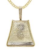 10K Yellow Gold Chain & Cz Money Bag Pendant | Appx. 20 Grams