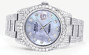 Iced Out Rolex Datejust 36 MM | Stainless Steel | 16.5 Carats of Diamonds | Mother of Pearl Diamond Dial | Oyster Band | Model 116200