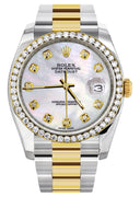 New Style | Diamond Gold Rolex Watch For Men | 36Mm | Mother Of Pearl Dial | Oyster Band