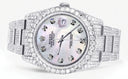 Iced Out Rolex Datejust 36 MM | Stainless Steel | 16.5 Carats of Diamonds | Light Mother of Pearl Diamond Dial | Oyster Band | Model 116200