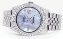 Iced Out Rolex Datejust 36 MM | Stainless Steel | 16.5 Carats of Diamonds | Blue Mother of Pearl Diamond Dial | Jubilee Band | Model 116200