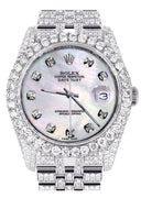 Iced Out Rolex Datejust 36 MM | Stainless Steel | 16.5 Carats of Diamonds | Mother of Pearl Diamond Dial | Jubilee Band | Model 116200
