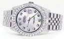 Iced Out Rolex Datejust 36 MM | Stainless Steel | 16.5 Carats of Diamonds | Mother of Pearl Diamond Dial | Jubilee Band | Model 116200